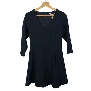 Collective Concepts Navy Blue V-Neck A-Line Long Sleeve Mini Dress XS